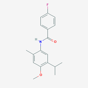 molecular formula C18H20FNO2 B300236 4-fluoro-N-(5-isopropyl-4-methoxy-2-methylphenyl)benzamide 