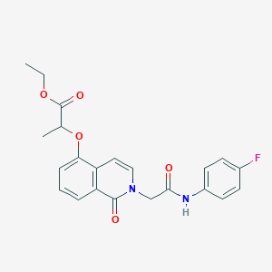 molecular formula C22H21FN2O5 B3002372 2-[2-[2-(4-氟苯胺基)-2-氧代乙基]-1-氧代异喹啉-5-基]氧基丙酸乙酯 CAS No. 868224-49-1