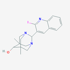 molecular formula C19H22IN3O B3002377 (1R,2S,3S,5R,6S,7S)-2-(2-iodoquinolin-3-yl)-5,7-dimethyl-1,3-diazaadamantan-6-ol CAS No. 1442080-41-2