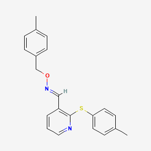 molecular formula C21H20N2OS B3002380 2-((4-Methylphenyl)sulfanyl)nicotinaldehyde o-(4-methylbenzyl)oxime CAS No. 477885-93-1