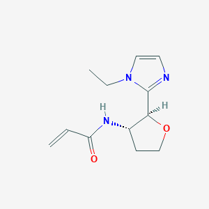 molecular formula C12H17N3O2 B3002381 N-[(2S,3S)-2-(1-ethyl-1H-imidazol-2-yl)oxolan-3-yl]prop-2-enamide CAS No. 2094023-33-1