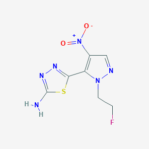 molecular formula C7H7FN6O2S B3002383 5-[1-(2-Fluoroethyl)-4-nitro-1H-pyrazol-5-yl]-1,3,4-thiadiazol-2-amine CAS No. 1946817-68-0