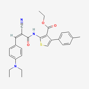 molecular formula C28H29N3O3S B3002389 Ethyl 2-[[(Z)-2-cyano-3-[4-(diethylamino)phenyl]prop-2-enoyl]amino]-4-(4-methylphenyl)thiophene-3-carboxylate CAS No. 465514-20-9