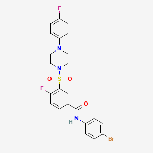 molecular formula C23H20BrF2N3O3S B3002392 N-(4-溴苯基)-4-氟-3-((4-(4-氟苯基)哌嗪-1-基)磺酰基)苯甲酰胺 CAS No. 451504-11-3