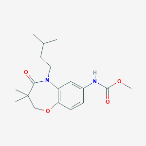 molecular formula C18H26N2O4 B3002416 Methyl (5-isopentyl-3,3-dimethyl-4-oxo-2,3,4,5-tetrahydrobenzo[b][1,4]oxazepin-7-yl)carbamate CAS No. 921843-27-8