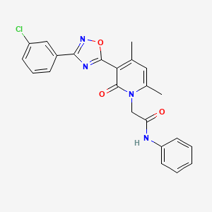 molecular formula C23H19ClN4O3 B3002418 2-(3-(3-(3-chlorophenyl)-1,2,4-oxadiazol-5-yl)-4,6-dimethyl-2-oxopyridin-1(2H)-yl)-N-phenylacetamide CAS No. 946301-79-7