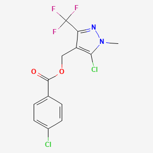 molecular formula C13H9Cl2F3N2O2 B3002421 [5-chloro-1-methyl-3-(trifluoromethyl)-1H-pyrazol-4-yl]methyl 4-chlorobenzenecarboxylate CAS No. 282523-34-6