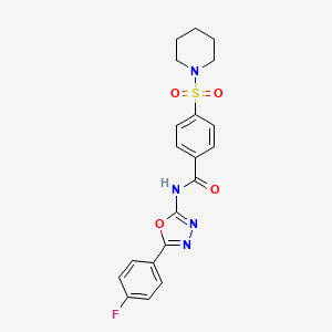 molecular formula C20H19FN4O4S B3002423 N-[5-(4-fluorophenyl)-1,3,4-oxadiazol-2-yl]-4-piperidin-1-ylsulfonylbenzamide CAS No. 533869-51-1