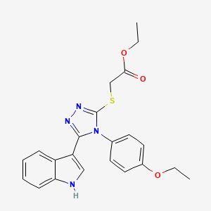 molecular formula C22H22N4O3S B3002428 ethyl 2-((4-(4-ethoxyphenyl)-5-(1H-indol-3-yl)-4H-1,2,4-triazol-3-yl)thio)acetate CAS No. 852167-56-7