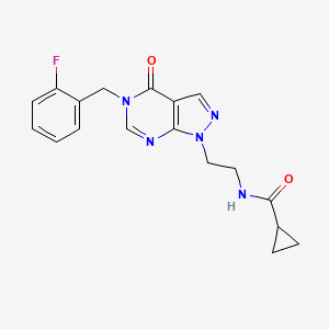 N-(2-(5-(2-fluorobenzyl)-4-oxo-4,5-dihydro-1H-pyrazolo[3,4-d]pyrimidin-1-yl)ethyl)cyclopropanecarboxamide