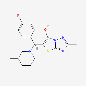 molecular formula C18H21FN4OS B3002430 5-((4-Fluorophenyl)(3-methylpiperidin-1-yl)methyl)-2-methylthiazolo[3,2-b][1,2,4]triazol-6-ol CAS No. 851810-61-2