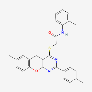 2-((7-methyl-2-(p-tolyl)-5H-chromeno[2,3-d]pyrimidin-4-yl)thio)-N-(o-tolyl)acetamide