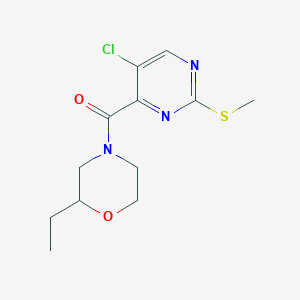 molecular formula C12H16ClN3O2S B3002441 (5-Chloro-2-methylsulfanylpyrimidin-4-yl)-(2-ethylmorpholin-4-yl)methanone CAS No. 1222958-66-8