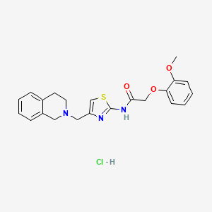 molecular formula C22H24ClN3O3S B3002443 N-(4-((3,4-dihydroisoquinolin-2(1H)-yl)methyl)thiazol-2-yl)-2-(2-methoxyphenoxy)acetamide hydrochloride CAS No. 1216848-35-9