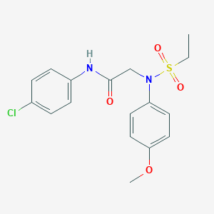 molecular formula C17H19ClN2O4S B300245 N-(4-chlorophenyl)-2-[(ethylsulfonyl)-4-methoxyanilino]acetamide 