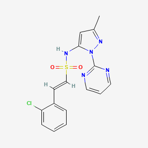 molecular formula C16H14ClN5O2S B3002463 (E)-2-(2-Chlorophenyl)-N-(5-methyl-2-pyrimidin-2-ylpyrazol-3-yl)ethenesulfonamide CAS No. 1825990-18-8