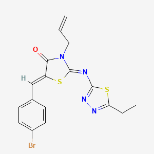 molecular formula C17H15BrN4OS2 B3002465 (2Z,5Z)-3-allyl-5-(4-bromobenzylidene)-2-((5-ethyl-1,3,4-thiadiazol-2-yl)imino)thiazolidin-4-one CAS No. 305377-51-9