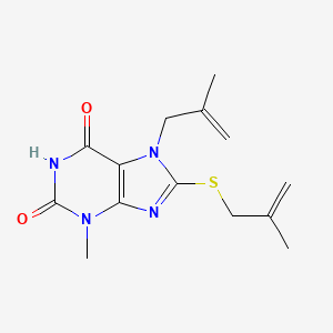 molecular formula C14H18N4O2S B3002467 3-Methyl-7-(2-methylprop-2-enyl)-8-(2-methylprop-2-enylsulfanyl)purine-2,6-dione CAS No. 332098-92-7