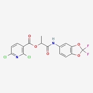 molecular formula C16H10Cl2F2N2O5 B3002468 1-[(2,2-difluoro-2H-1,3-benzodioxol-5-yl)carbamoyl]ethyl 2,6-dichloropyridine-3-carboxylate CAS No. 1424594-35-3