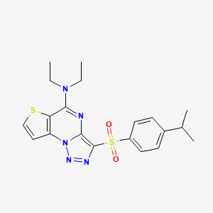 molecular formula C20H23N5O2S2 B3002472 N,N-diethyl-3-((4-isopropylphenyl)sulfonyl)thieno[2,3-e][1,2,3]triazolo[1,5-a]pyrimidin-5-amine CAS No. 892739-14-9