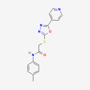 molecular formula C16H14N4O2S B3002478 2-(5-Pyridin-4-yl-[1,3,4]oxadiazol-2-ylsulfanyl)-N-p-tolyl-acetamide CAS No. 539807-40-4