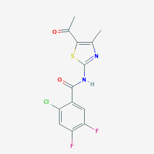 molecular formula C13H9ClF2N2O2S B300248 N-(5-acetyl-4-methyl-1,3-thiazol-2-yl)-2-chloro-4,5-difluorobenzamide 