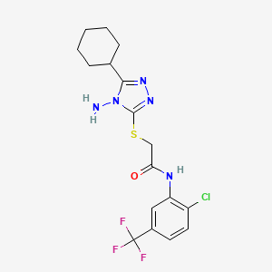 2-((4-amino-5-cyclohexyl-4H-1,2,4-triazol-3-yl)thio)-N-(2-chloro-5-(trifluoromethyl)phenyl)acetamide