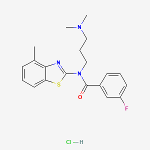 molecular formula C20H23ClFN3OS B3002484 N-(3-(dimethylamino)propyl)-3-fluoro-N-(4-methylbenzo[d]thiazol-2-yl)benzamide hydrochloride CAS No. 1216417-75-2