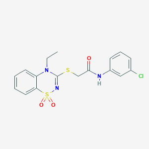 molecular formula C17H16ClN3O3S2 B3002488 N-(3-氯苯基)-2-[(4-乙基-1,1-二氧化-4H-1,2,4-苯并噻二嗪-3-基)硫代]乙酰胺 CAS No. 941924-12-5