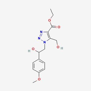 molecular formula C15H19N3O5 B3002489 1-[2-羟基-2-(4-甲氧基苯基)乙基]-5-(羟甲基)-1H-1,2,3-三唑-4-甲酸乙酯 CAS No. 1986367-69-4