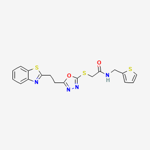 2-((5-(2-(benzo[d]thiazol-2-yl)ethyl)-1,3,4-oxadiazol-2-yl)thio)-N-(thiophen-2-ylmethyl)acetamide