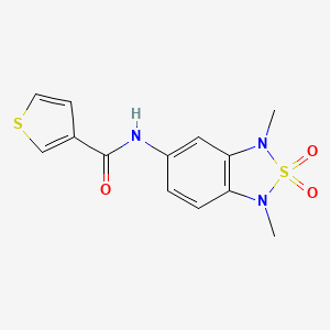 molecular formula C13H13N3O3S2 B3002494 N-(1,3-dimethyl-2,2-dioxido-1,3-dihydrobenzo[c][1,2,5]thiadiazol-5-yl)thiophene-3-carboxamide CAS No. 2034483-48-0