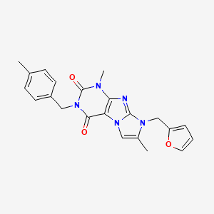 molecular formula C22H21N5O3 B3002510 8-(furan-2-ylmethyl)-1,7-dimethyl-3-(4-methylbenzyl)-1H-imidazo[2,1-f]purine-2,4(3H,8H)-dione CAS No. 900281-44-9