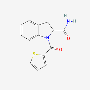 molecular formula C14H12N2O2S B3002511 1-(Thiophene-2-carbonyl)indoline-2-carboxamide CAS No. 1101627-98-8