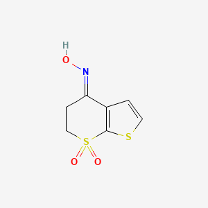 molecular formula C7H7NO3S2 B3002524 2,3-二氢-1λ~6~-噻吩并[2,3-b]噻吩-1,1,4-三酮 4-肟 CAS No. 338749-43-2