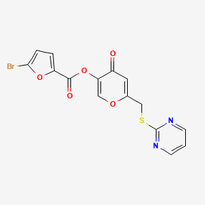 4-oxo-6-((pyrimidin-2-ylthio)methyl)-4H-pyran-3-yl 5-bromofuran-2-carboxylate