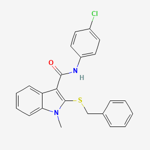molecular formula C23H19ClN2OS B3002542 2-(benzylsulfanyl)-N-(4-chlorophenyl)-1-methyl-1H-indole-3-carboxamide CAS No. 478049-52-4