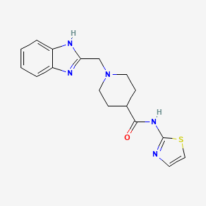 molecular formula C17H19N5OS B3002554 1-((1H-benzo[d]imidazol-2-yl)methyl)-N-(thiazol-2-yl)piperidine-4-carboxamide CAS No. 1207028-53-2
