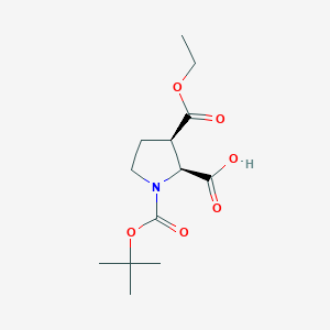 molecular formula C13H21NO6 B3002557 (2S,3R)-3-Ethoxycarbonyl-1-[(2-methylpropan-2-yl)oxycarbonyl]pyrrolidine-2-carboxylic acid CAS No. 1903832-20-1