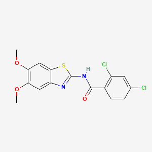 molecular formula C16H12Cl2N2O3S B3002574 2,4-dichloro-N-(5,6-dimethoxy-1,3-benzothiazol-2-yl)benzamide CAS No. 895436-29-0