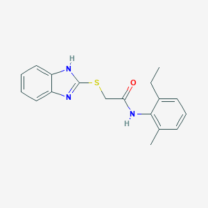 molecular formula C18H19N3OS B300258 2-(1H-benzimidazol-2-ylsulfanyl)-N-(2-ethyl-6-methylphenyl)acetamide 