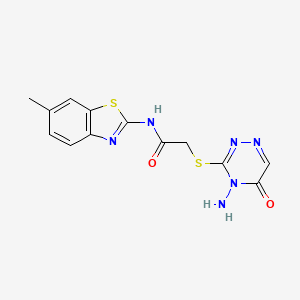 molecular formula C13H12N6O2S2 B3002589 2-((4-氨基-5-氧代-4,5-二氢-1,2,4-三嗪-3-基)硫代)-N-(6-甲基苯并[d]噻唑-2-基)乙酰胺 CAS No. 869068-56-4