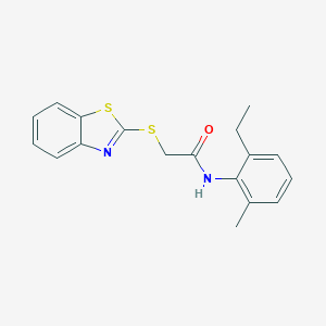 molecular formula C18H18N2OS2 B300259 2-(1,3-benzothiazol-2-ylsulfanyl)-N-(2-ethyl-6-methylphenyl)acetamide 