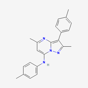 molecular formula C22H22N4 B3002592 2,5-dimethyl-N,3-bis(4-methylphenyl)pyrazolo[1,5-a]pyrimidin-7-amine CAS No. 890638-28-5