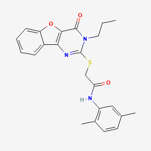 molecular formula C23H23N3O3S B3002611 N-(2,5-dimethylphenyl)-2-[(4-oxo-3-propyl-[1]benzofuro[3,2-d]pyrimidin-2-yl)sulfanyl]acetamide CAS No. 899961-53-6