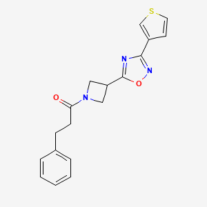 3-Phenyl-1-(3-(3-(thiophen-3-yl)-1,2,4-oxadiazol-5-yl)azetidin-1-yl)propan-1-one