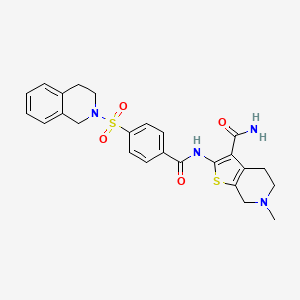 molecular formula C25H26N4O4S2 B3002621 2-(4-((3,4-dihydroisoquinolin-2(1H)-yl)sulfonyl)benzamido)-6-methyl-4,5,6,7-tetrahydrothieno[2,3-c]pyridine-3-carboxamide CAS No. 449767-24-2