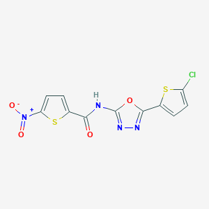 molecular formula C11H5ClN4O4S2 B3002623 N-[5-(5-chlorothiophen-2-yl)-1,3,4-oxadiazol-2-yl]-5-nitrothiophene-2-carboxamide CAS No. 865288-21-7