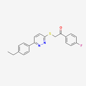 molecular formula C20H17FN2OS B3002626 2-[6-(4-Ethylphenyl)pyridazin-3-yl]sulfanyl-1-(4-fluorophenyl)ethanone CAS No. 896046-39-2