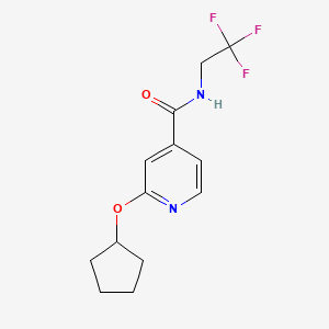 molecular formula C13H15F3N2O2 B3002628 2-(cyclopentyloxy)-N-(2,2,2-trifluoroethyl)isonicotinamide CAS No. 2034493-05-3